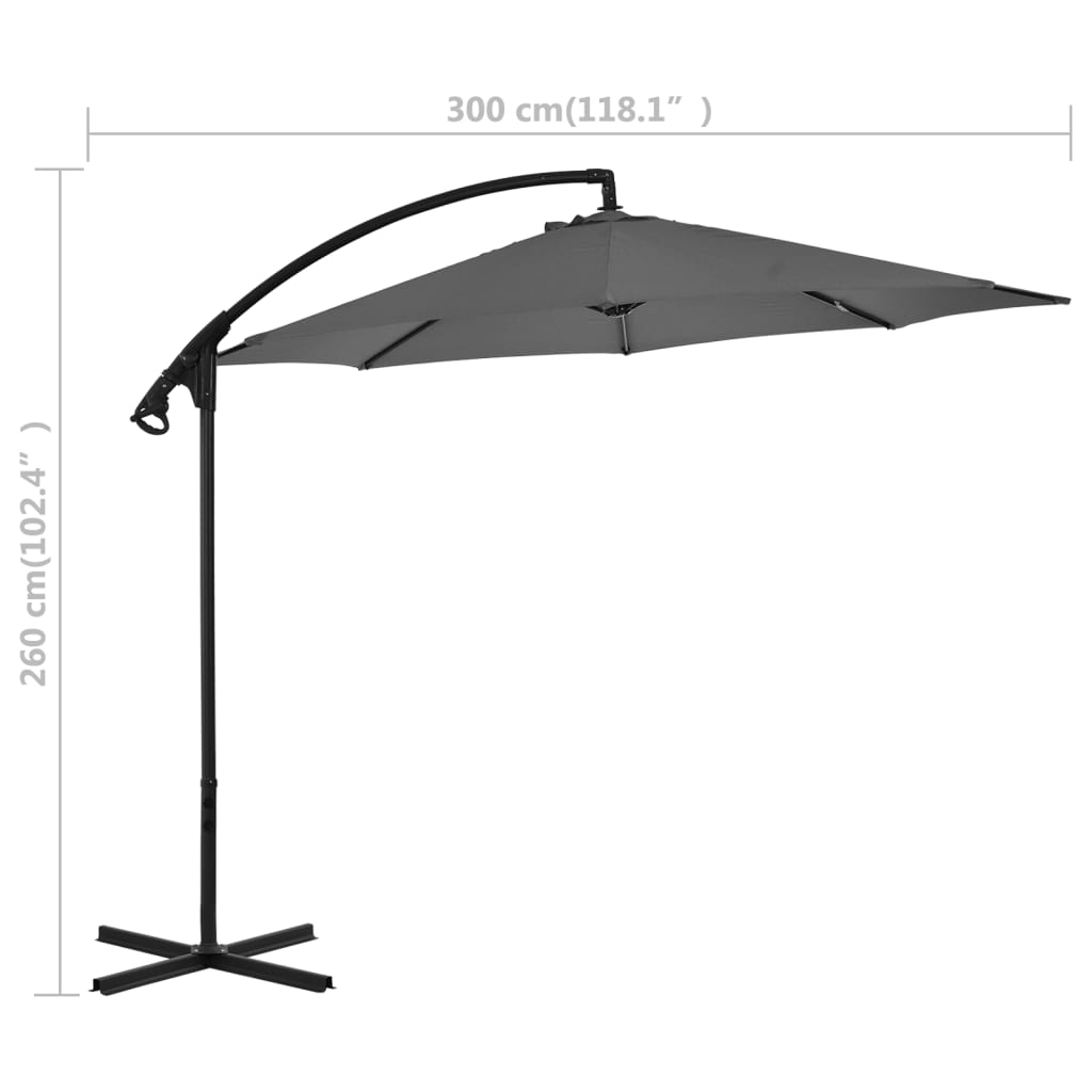 Cantilever Umbrella with Steel Pole 300 cm Anthracite