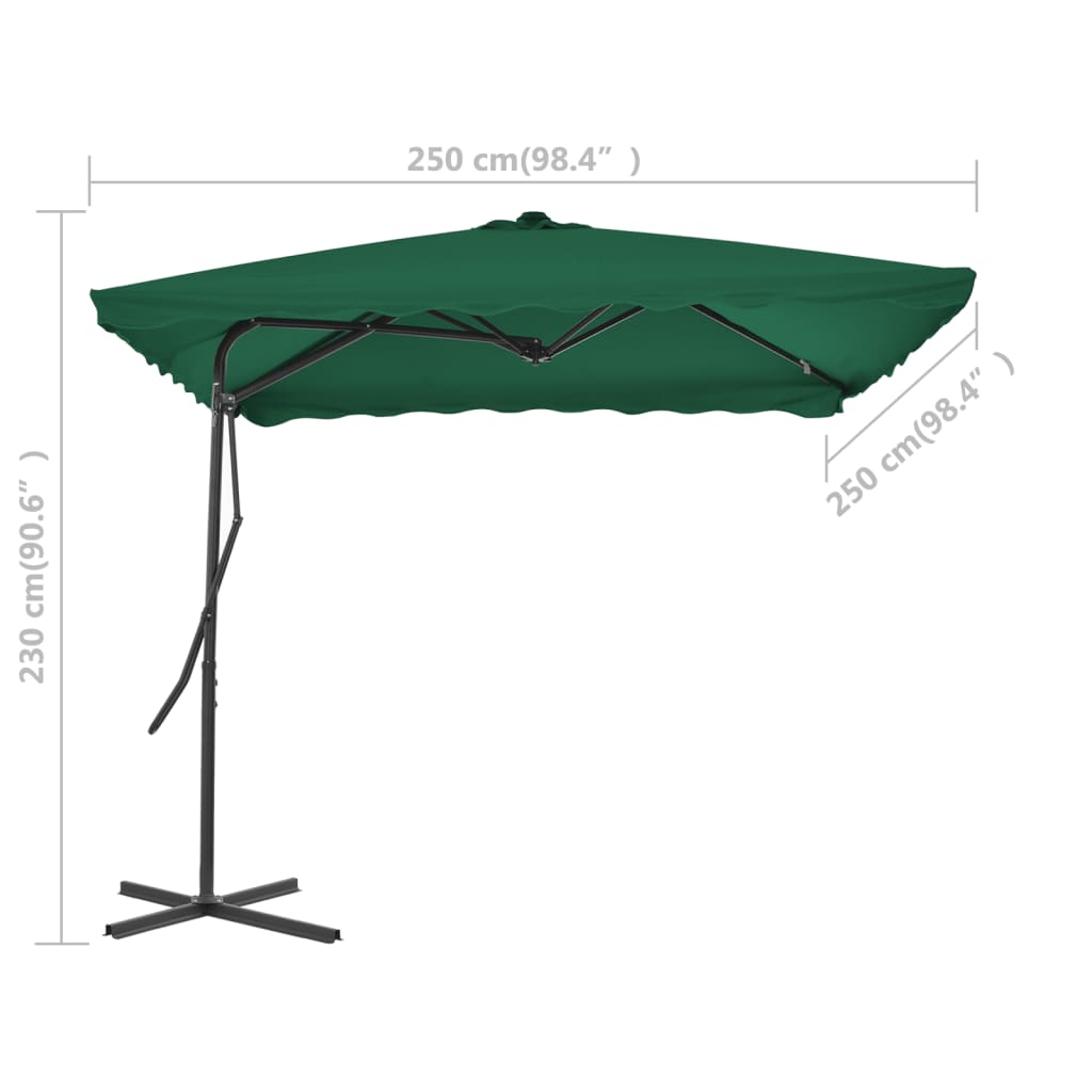 Outdoor Parasol with Steel Pole 250x250 cm Green