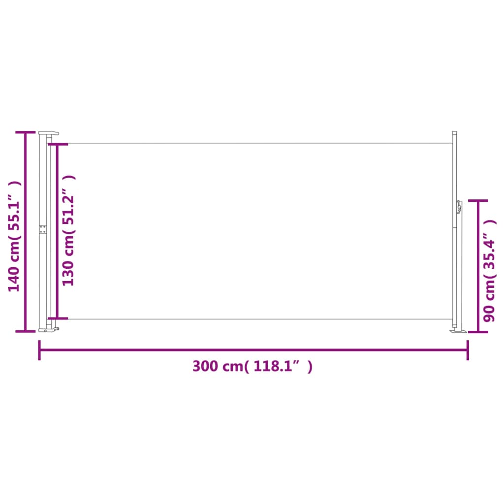 Retractable Side Awning 140 x 300 cm Red