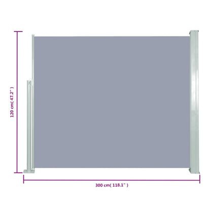 Retractable Side Awning 120 x 300 cm Grey