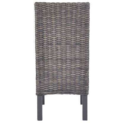 Dining Chairs 4 pcs Brown Kubu Rattan and Mango Wood