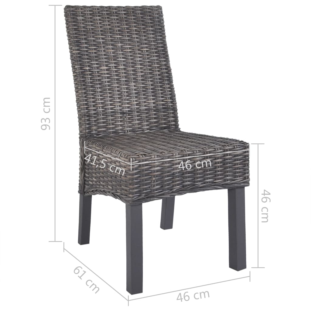 Dining Chairs 4 pcs Brown Kubu Rattan and Mango Wood