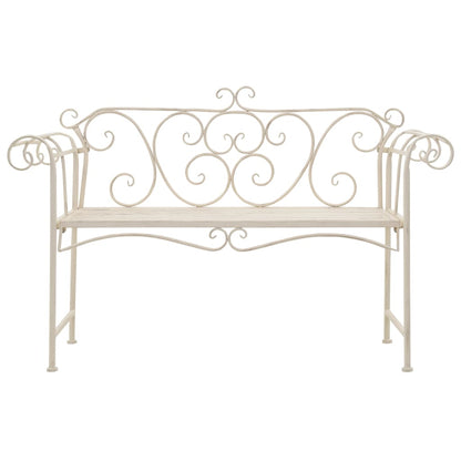 Garden Bench 132 cm Metal Antique White