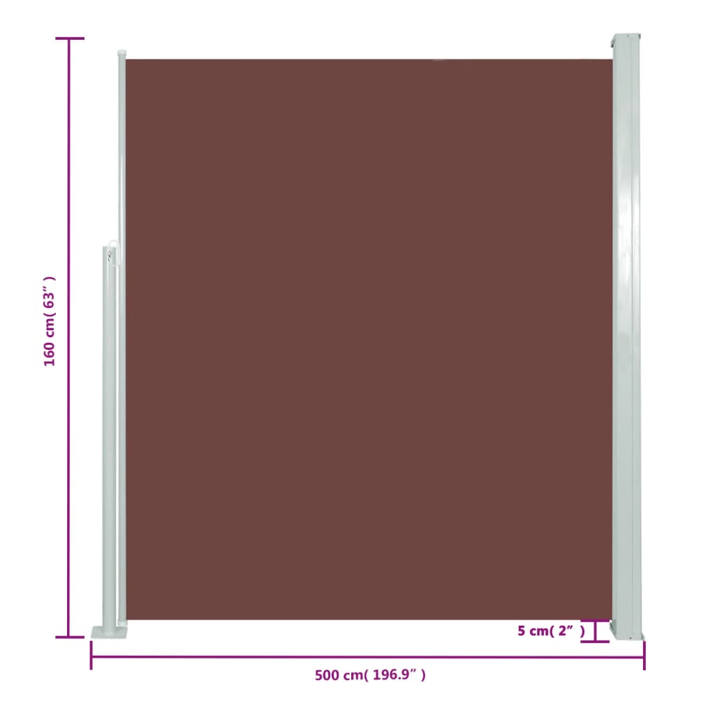 Retractable Side Awning 160 x 500 cm Brown