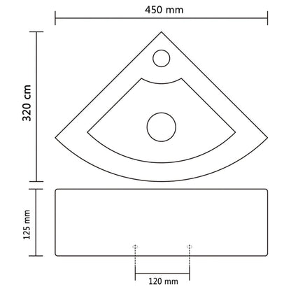 Wash Basin with Overflow 45x32x12.5 cm Ceramic Silver