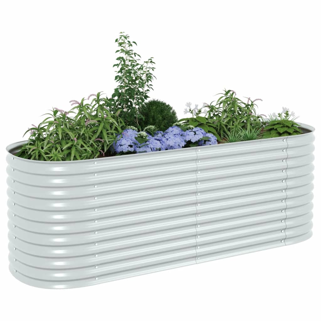 Garden Raised Bed 240x80x81 cm Galvanised Steel Silver