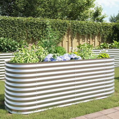 Garden Raised Bed 240x80x81 cm Galvanised Steel Silver