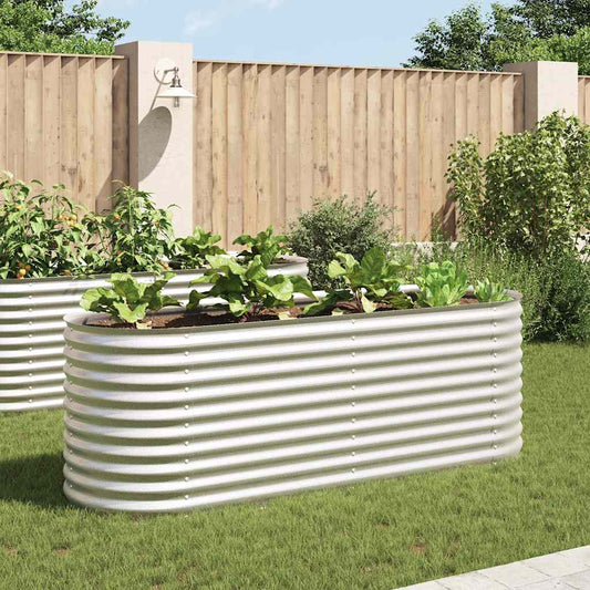 Garden Raised Bed 240x80x81 cm Galvanised Steel Silver