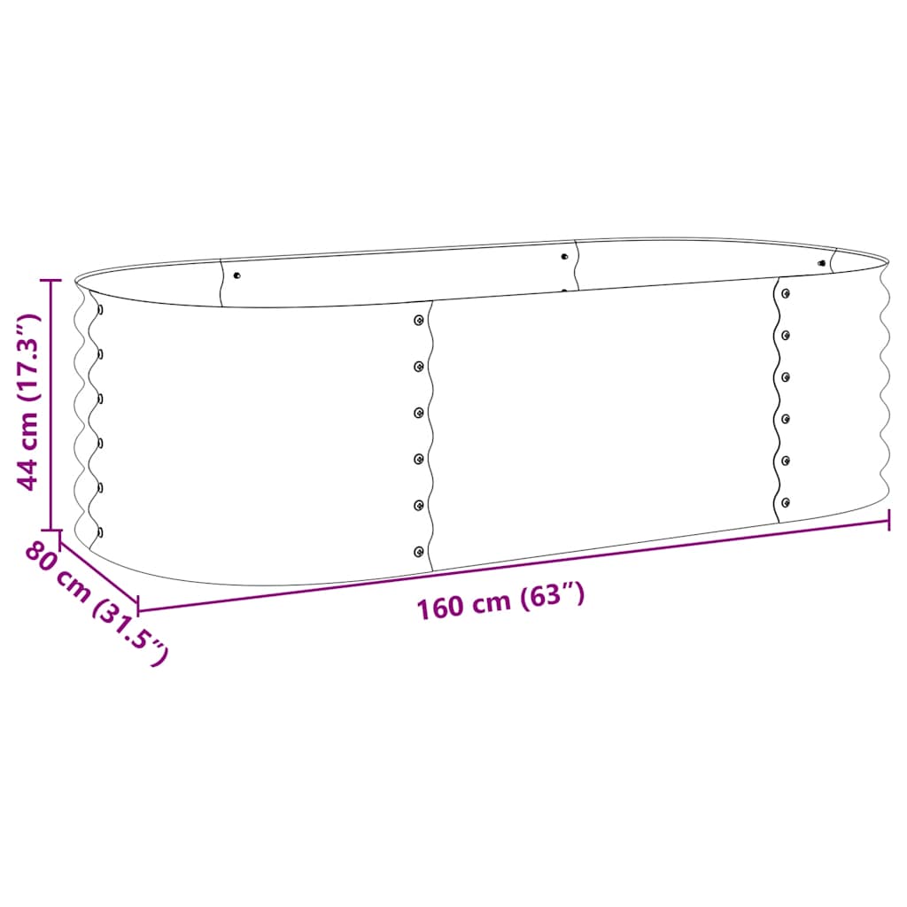 Garden Raised Bed 160x80x44 cm Galvanised Steel Silver