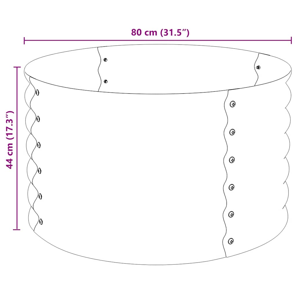 Garden Raised Bed 80x80x44 cm Galvanised Steel Silver