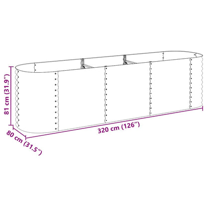 Garden Raised Bed 320x80x81 cm Galvanised Steel Grey