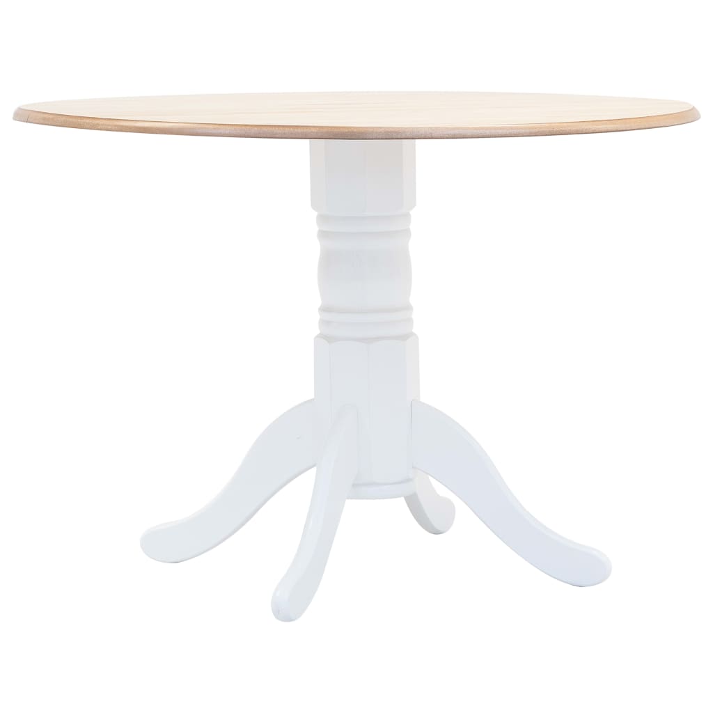 Dining Table White and Brown 106 cm Solid Rubber Wood