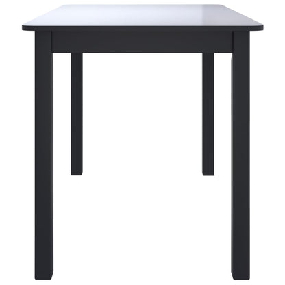 Dining Table Black 114x71x75 cm Solid Rubber Wood