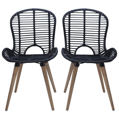 Dining Chairs 6 pcs Black Natural Rattan