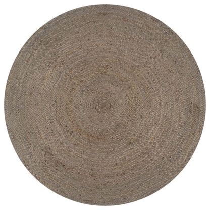 Handmade Rug Jute Round 120 cm Grey