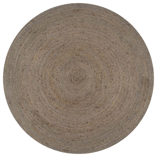 Handmade Rug Jute Round 120 cm Grey