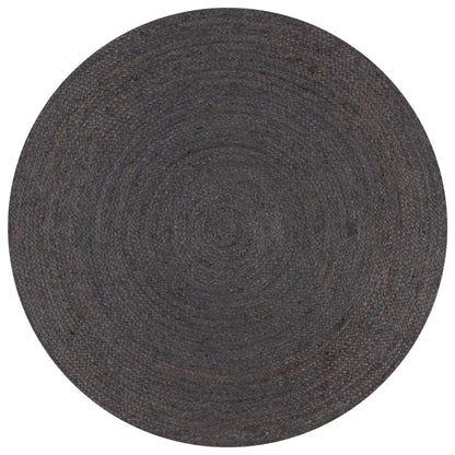 Handmade Rug Jute Round 90 cm Dark Grey