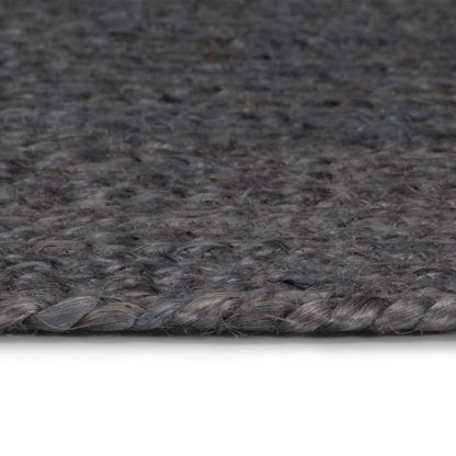 Handmade Rug Jute Round 90 cm Dark Grey