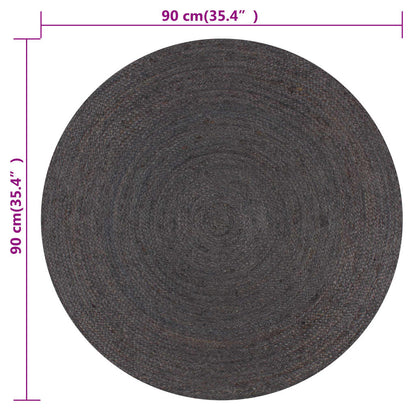 Handmade Rug Jute Round 90 cm Dark Grey