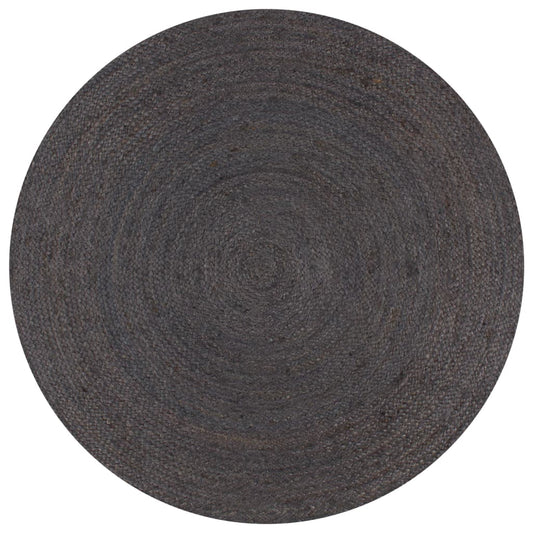 Handmade Rug Jute Round 150 cm Dark Grey