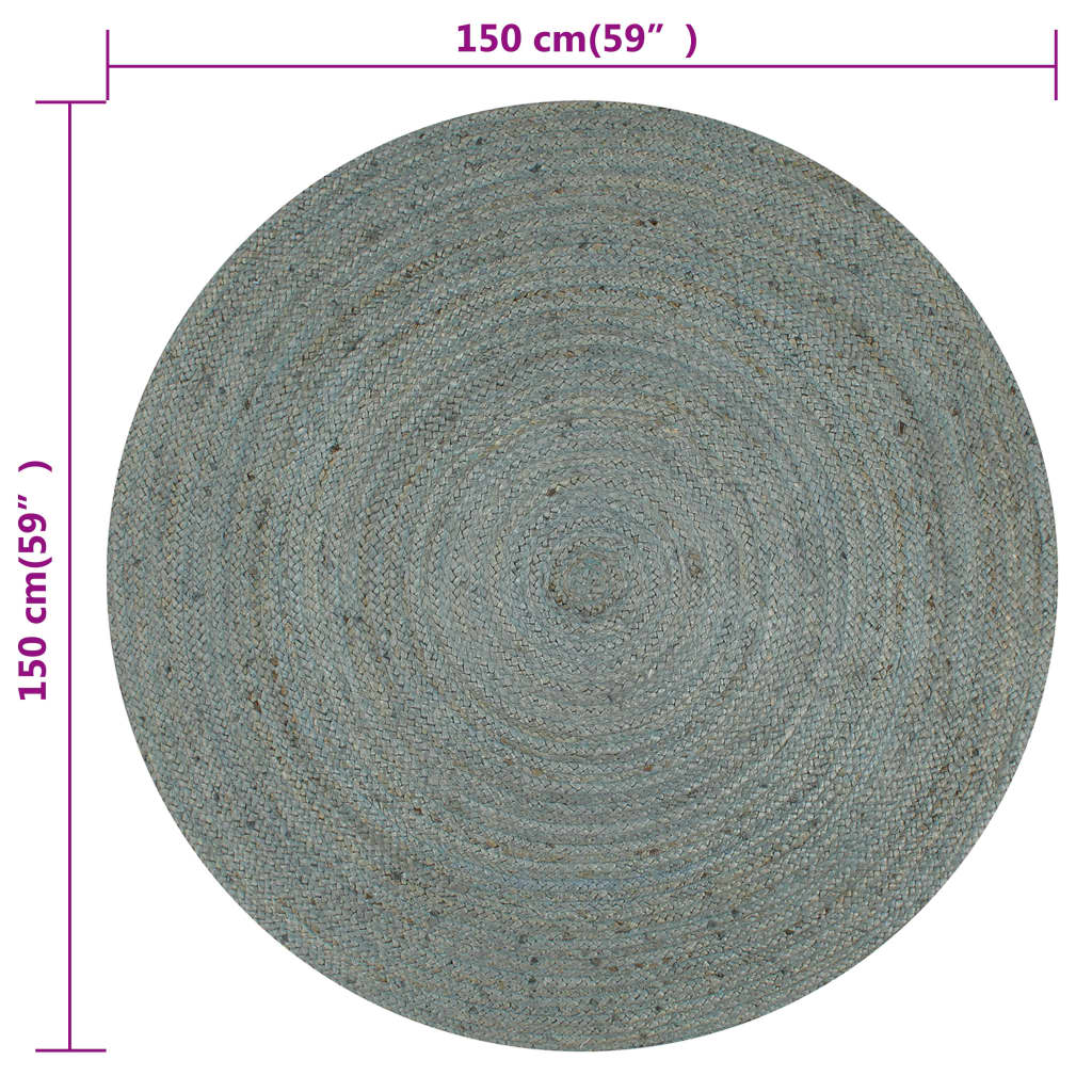 Handmade Rug Jute Round 150 cm Olive Green