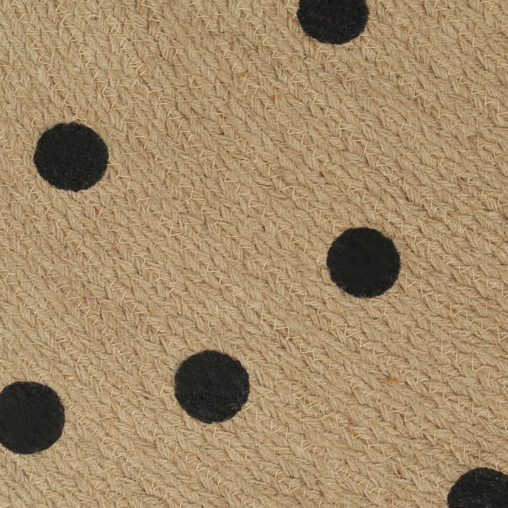 Handmade Rug Jute with Print Polka Dot 90 cm