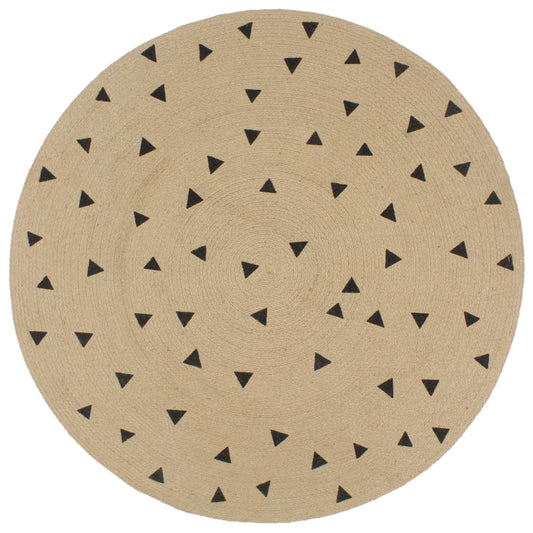 Handmade Rug Jute with Triangle Print 90 cm