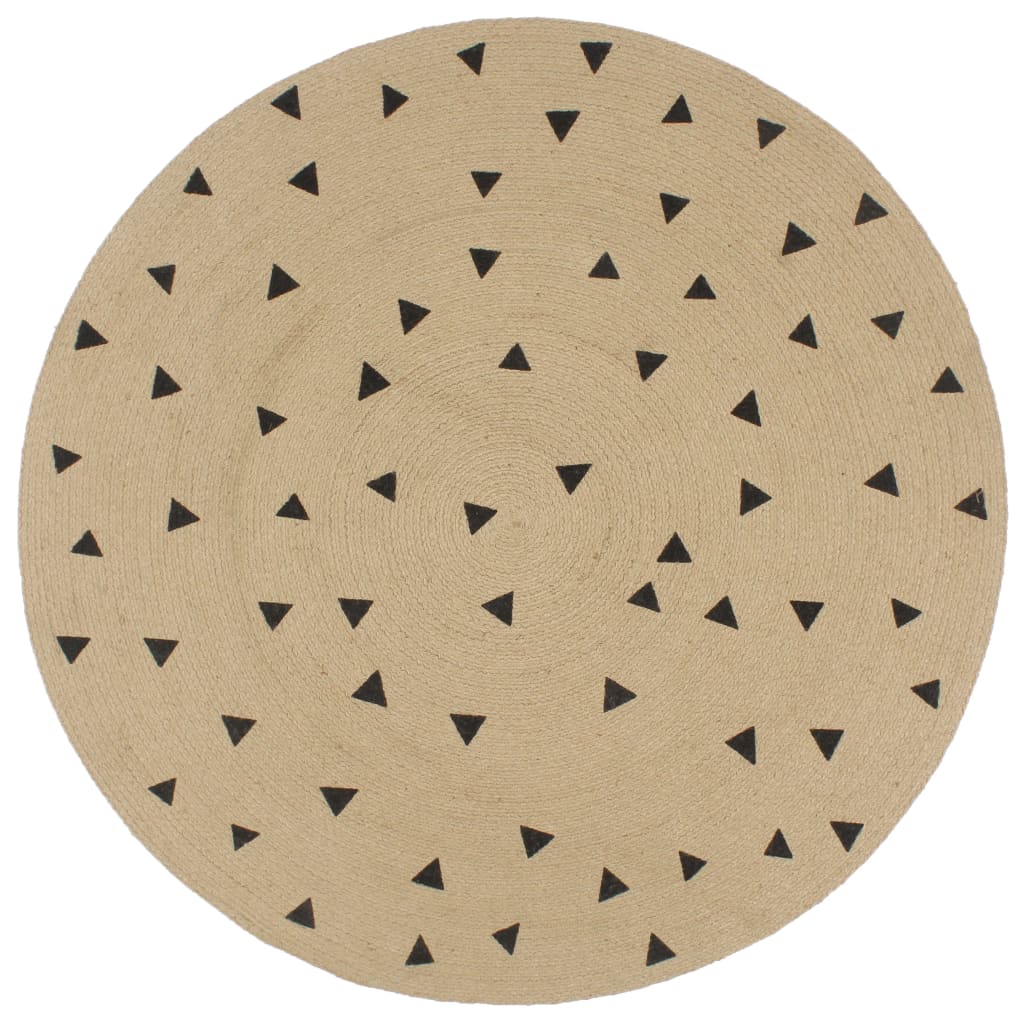 Handmade Rug Jute with Triangle Print 120 cm