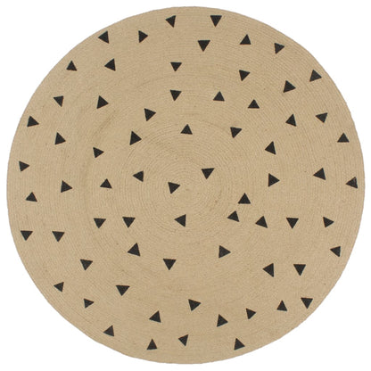 Handmade Rug Jute with Triangle Print 120 cm