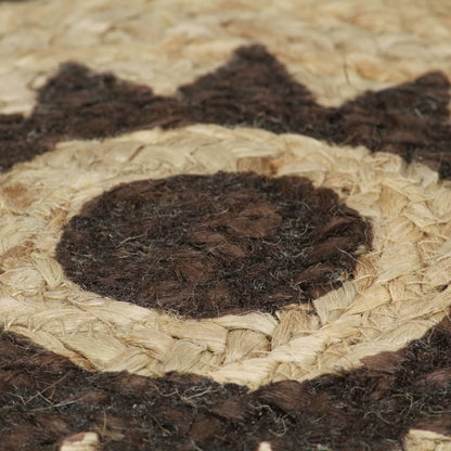 Handmade Rug Jute with Dark Brown Print 120 cm