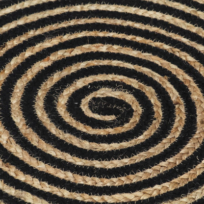 Handmade Rug Jute with Spiral Design Black 90 cm