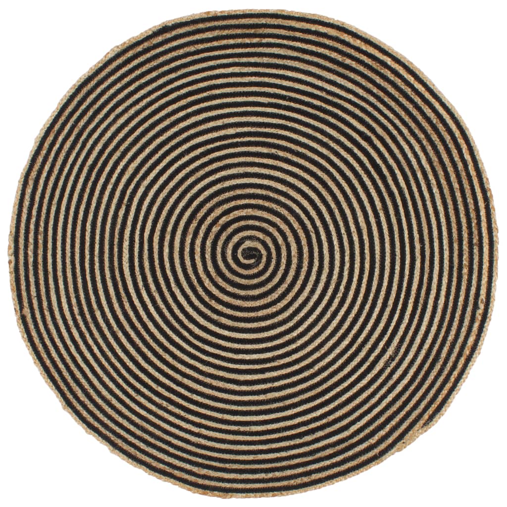 Handmade Rug Jute with Spiral Design Black 150 cm