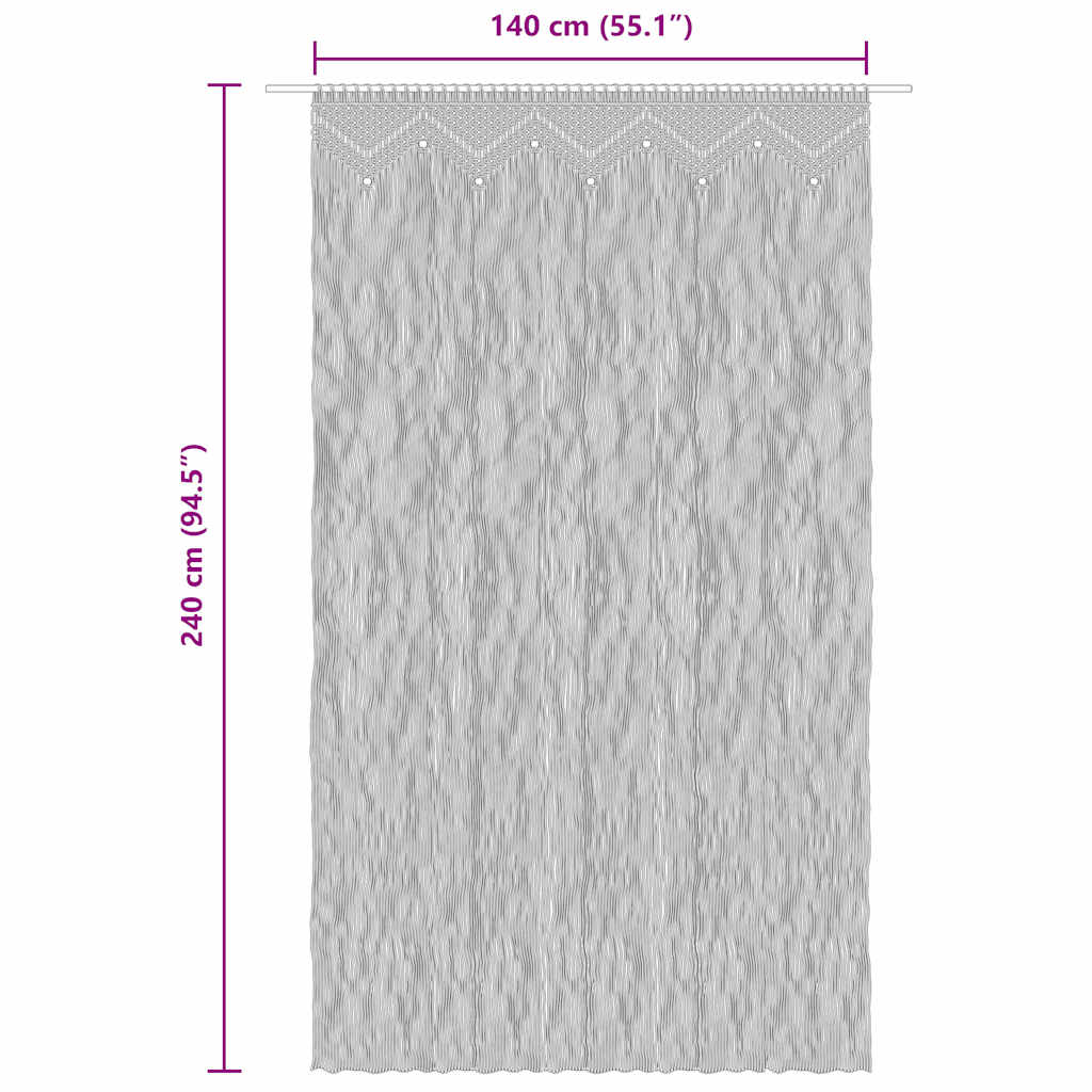 Macrame Curtain 140x240 cm Cotton