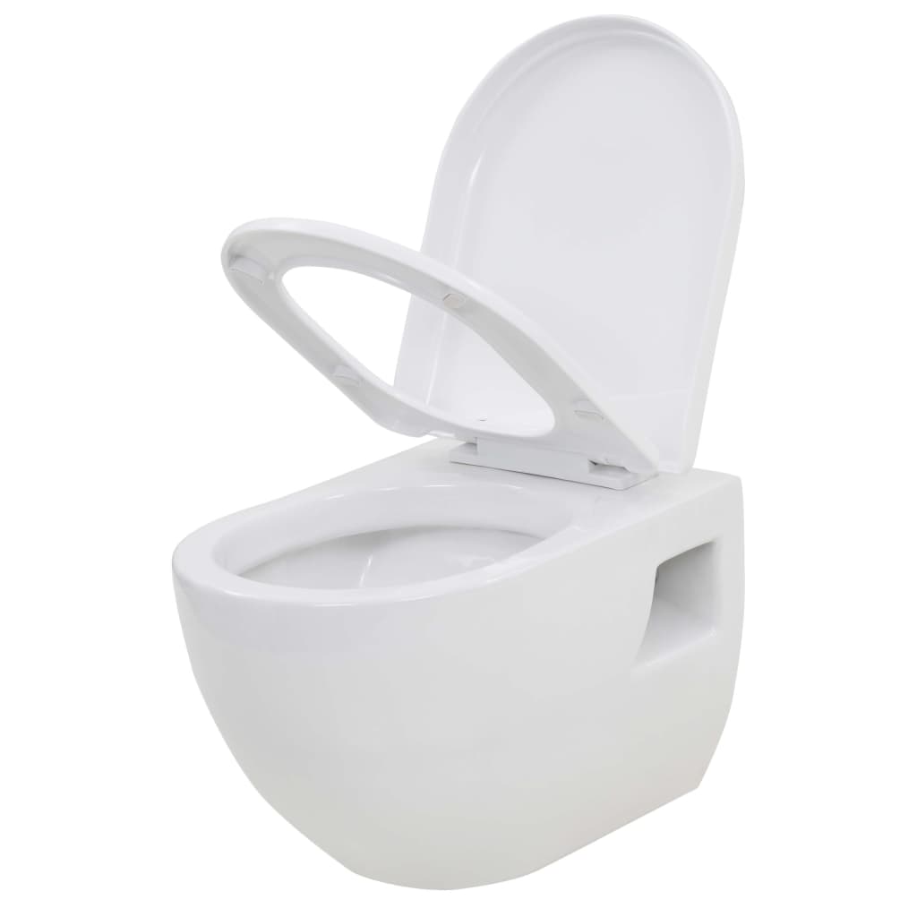 Wall-Hung Toilet with Concealed Cistern Ceramic White