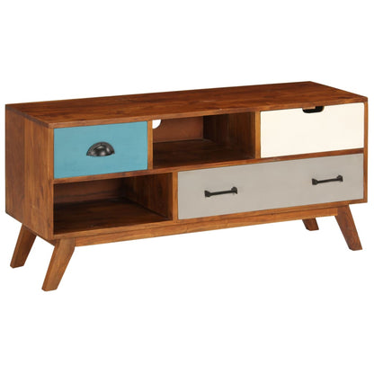 TV Cabinet with 3 Drawers 110x35x50 cm Solid Acacia Wood