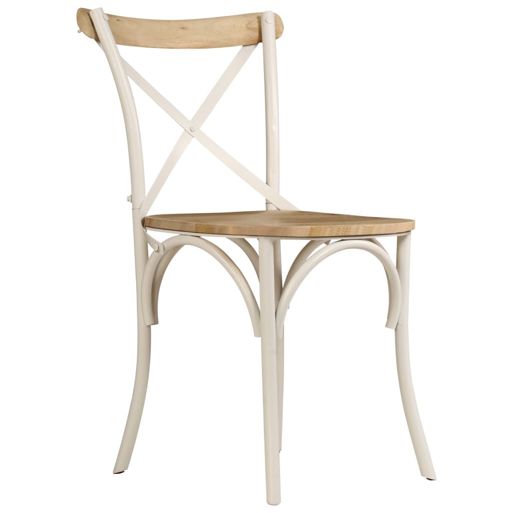 Cross Chairs 2 pcs White Solid Mango Wood