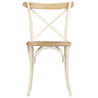 Cross Chairs 2 pcs White Solid Mango Wood