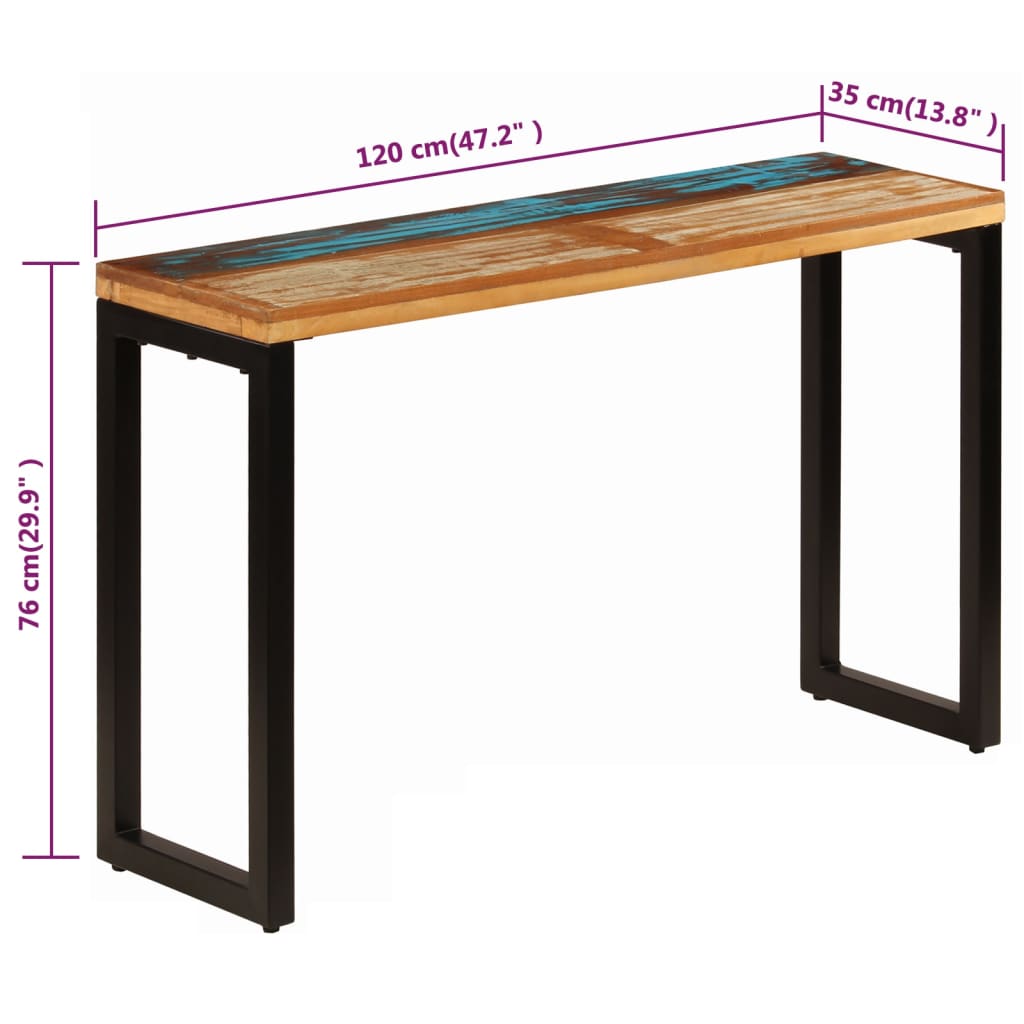 Console Table 120x35x76 cm Solid Reclaimed Wood and Steel