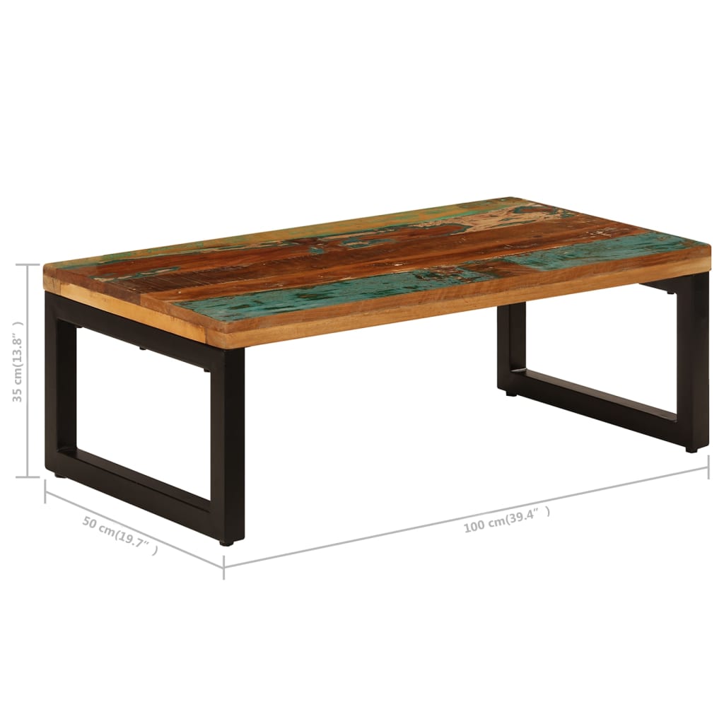 Coffee Table 100x50x35 cm Solid Reclaimed Wood and Steel