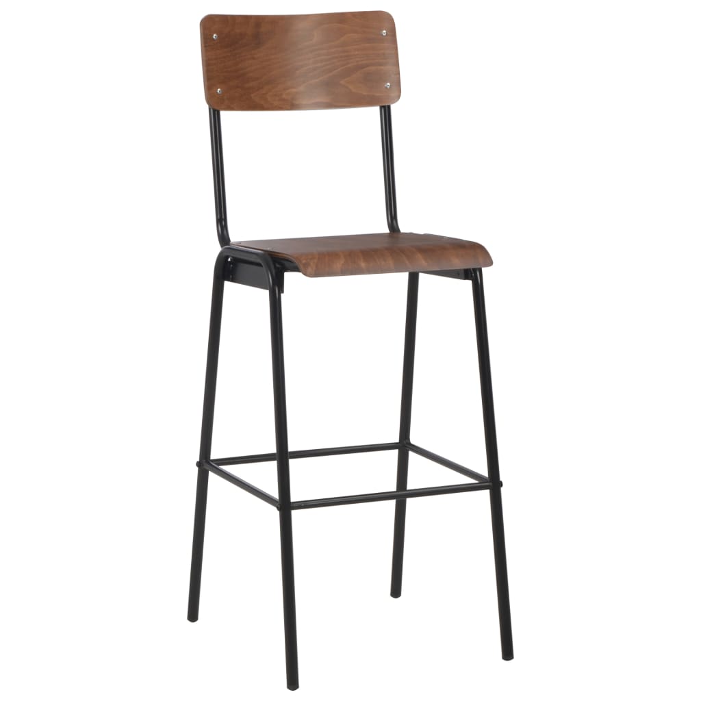 Bar Chairs 2 pcs Brown Solid Plywood Steel