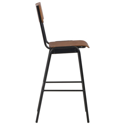 Bar Chairs 2 pcs Brown Solid Plywood Steel