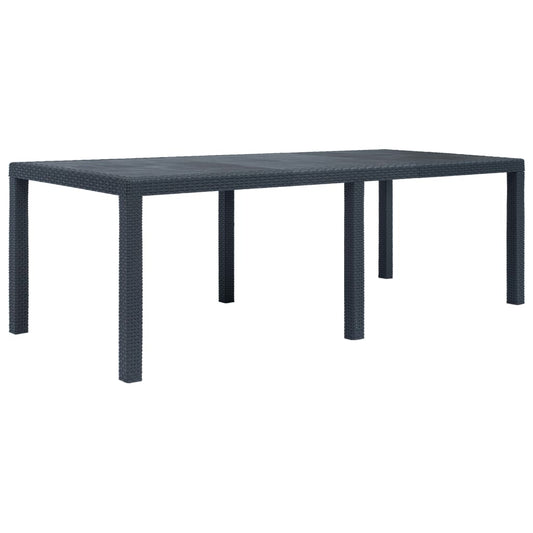 Garden Table Anthracite 220x90x72 cm Plastic Rattan Look