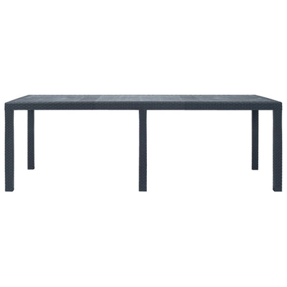 Garden Table Anthracite 220x90x72 cm Plastic Rattan Look