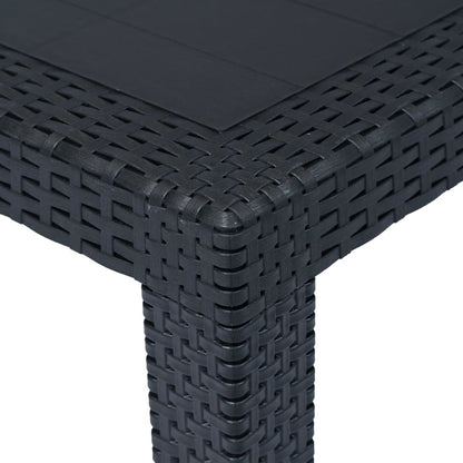 Garden Table Anthracite 220x90x72 cm Plastic Rattan Look