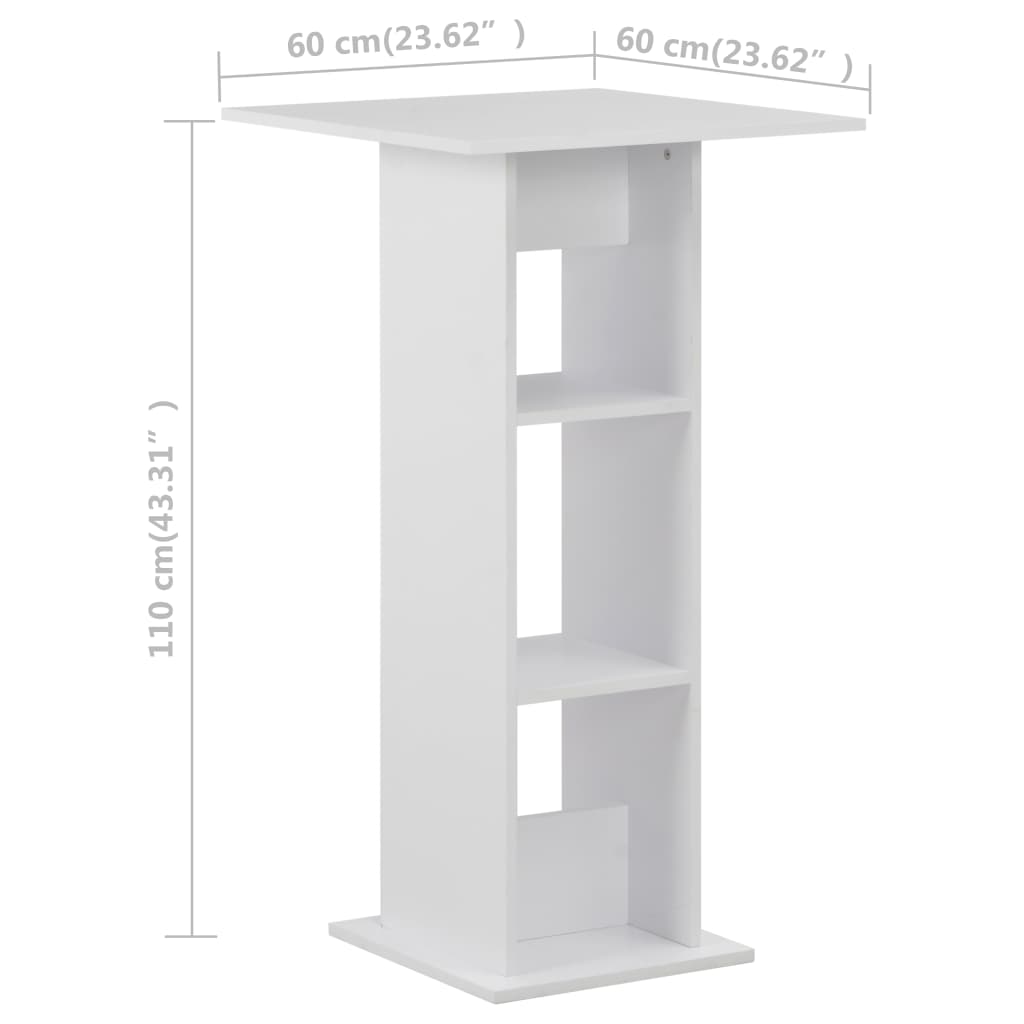 Bar Table White 60x60x110 cm