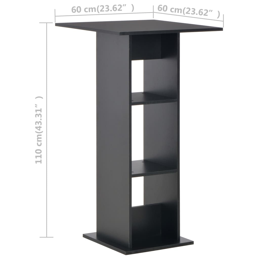 Bar Table Black 60x60x110 cm