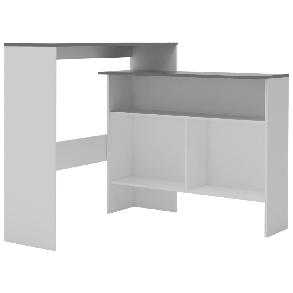 Bar Table with 2 Table Tops White and Grey 130x40x120 cm