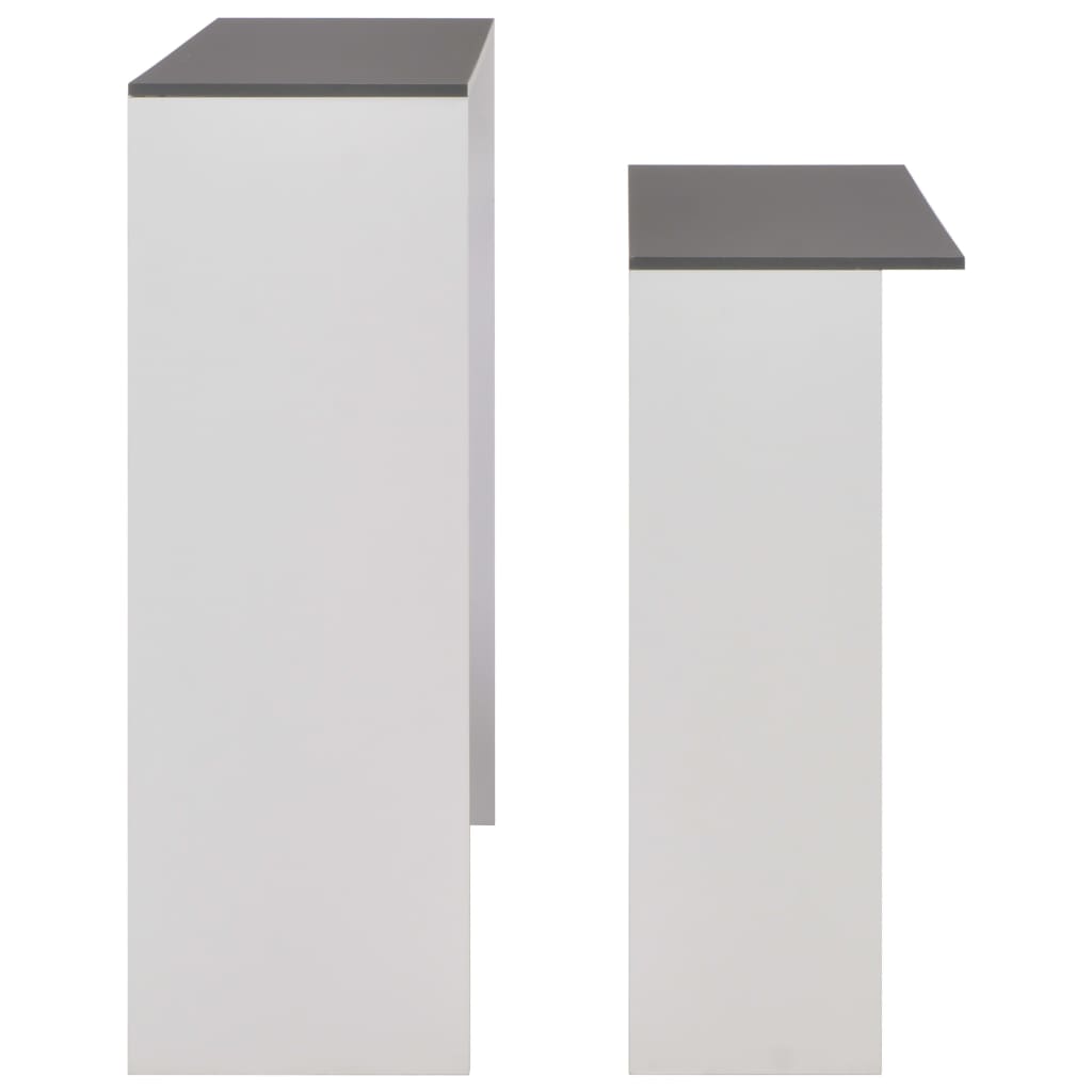 Bar Table with 2 Table Tops White and Grey 130x40x120 cm