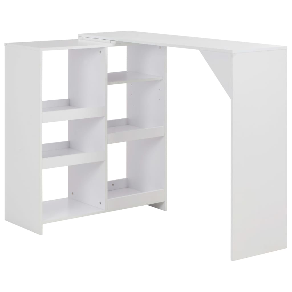 Bar Table with Moveable Shelf White 138x39x110 cm