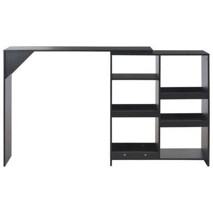 Bar Table with Moveable Shelf Black 138x39x110 cm